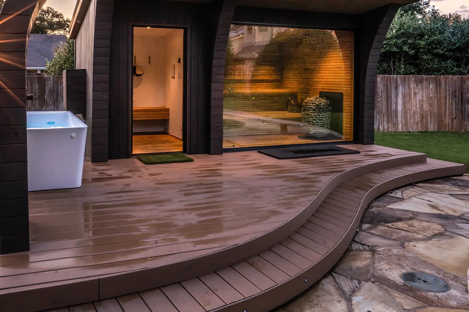 wet sauna composite decking