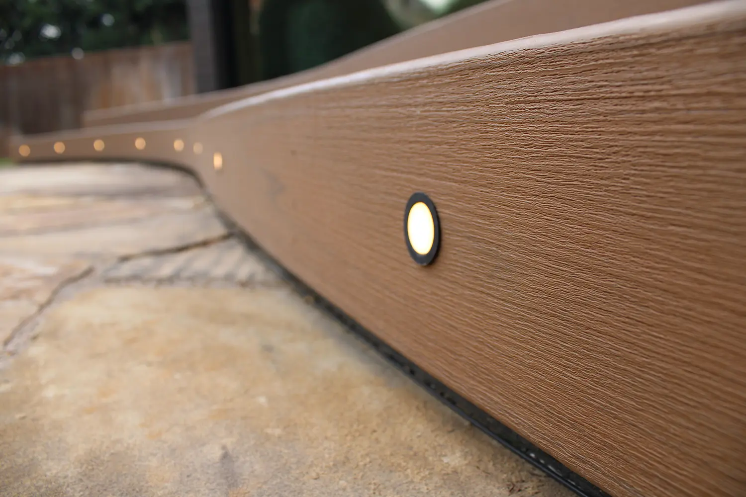 composite decking with inlaid light